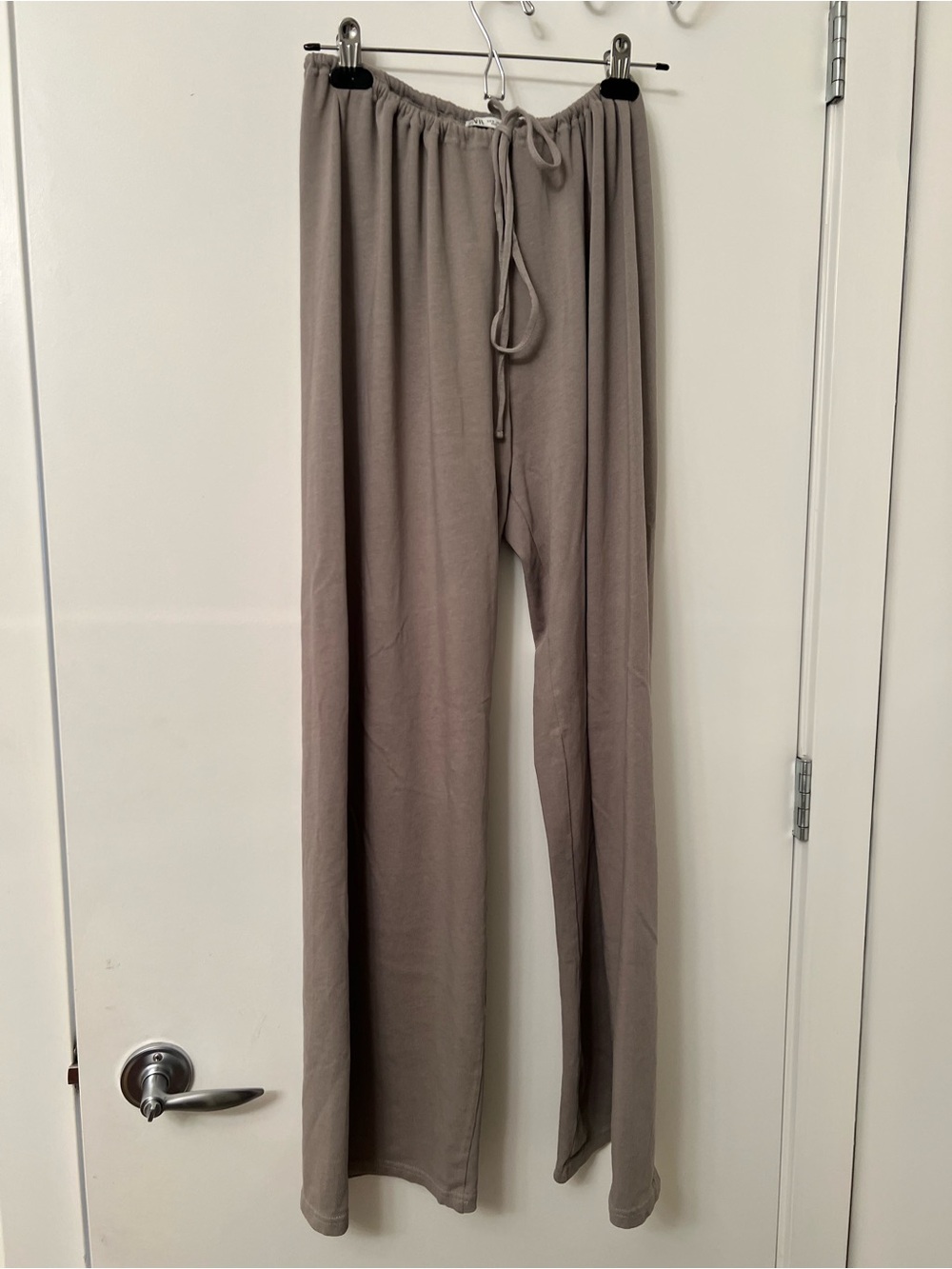 Zara Drawstring Cotton Pants – Taupe, Size Medium - Picture 3 of 6